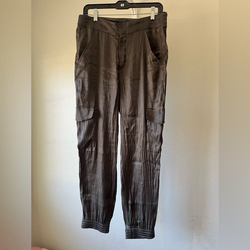 Anthropologie Dark grey shimmering Cargo Pants